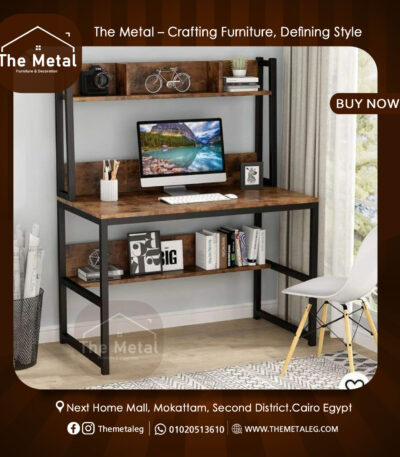The Metal – Industrial Computer Desk with Shelf