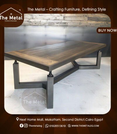 Himalaya Center Table – Natural Wood & Metal