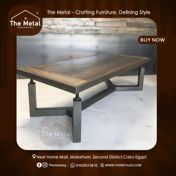 Himalaya Center Table – Natural Wood & Metal