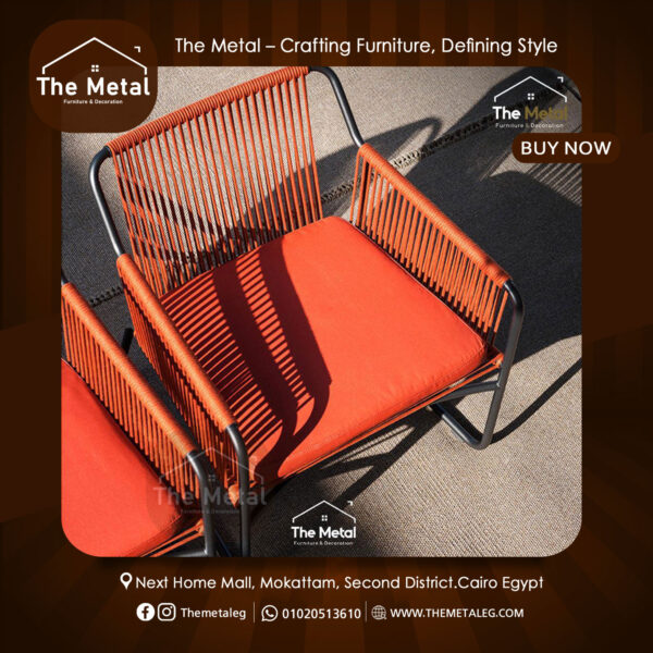 Hand-Woven Curved Lounge Chair – Natural Elegance (The Metal)