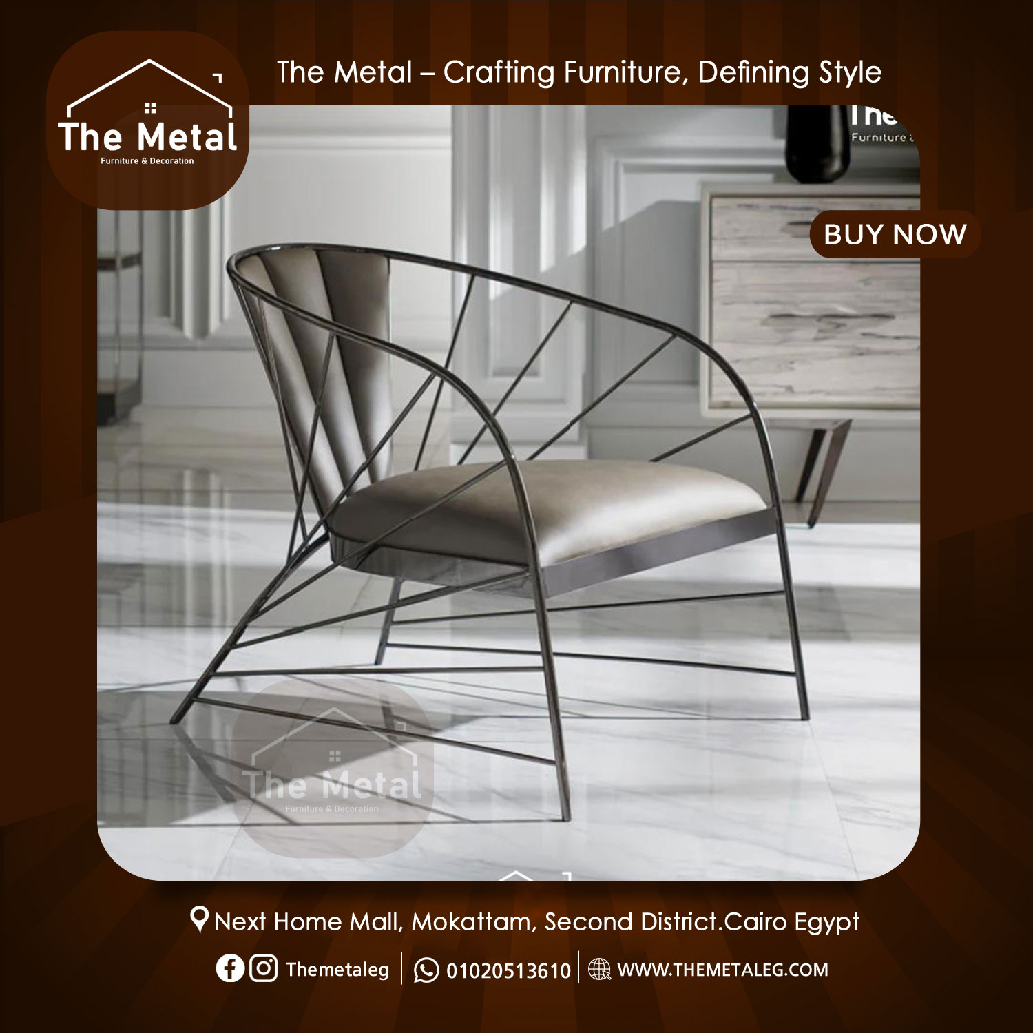 Metal & Leather Armchair – Minimalist Modern Design Metal & Leather Armchair – Minimalist Modern Design