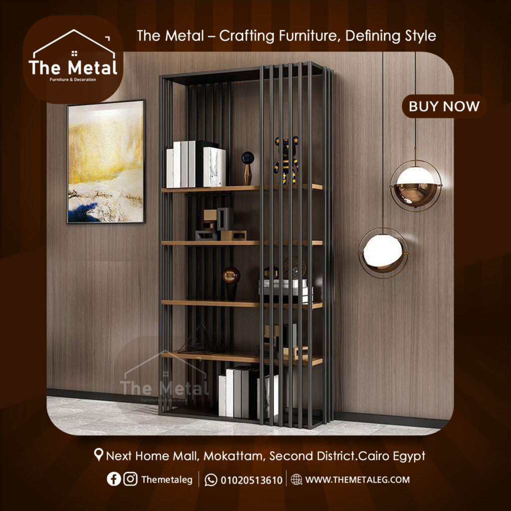 5-Tier Industrial Bookshelf – Wood & Metal