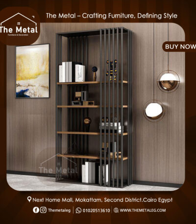 5-Tier Industrial Bookshelf – Wood & Metal