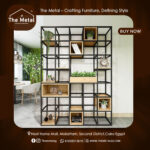 Norma Grand Bookshelf – Celestial Wood & Metal Wall Unit (150×210) by The Metal