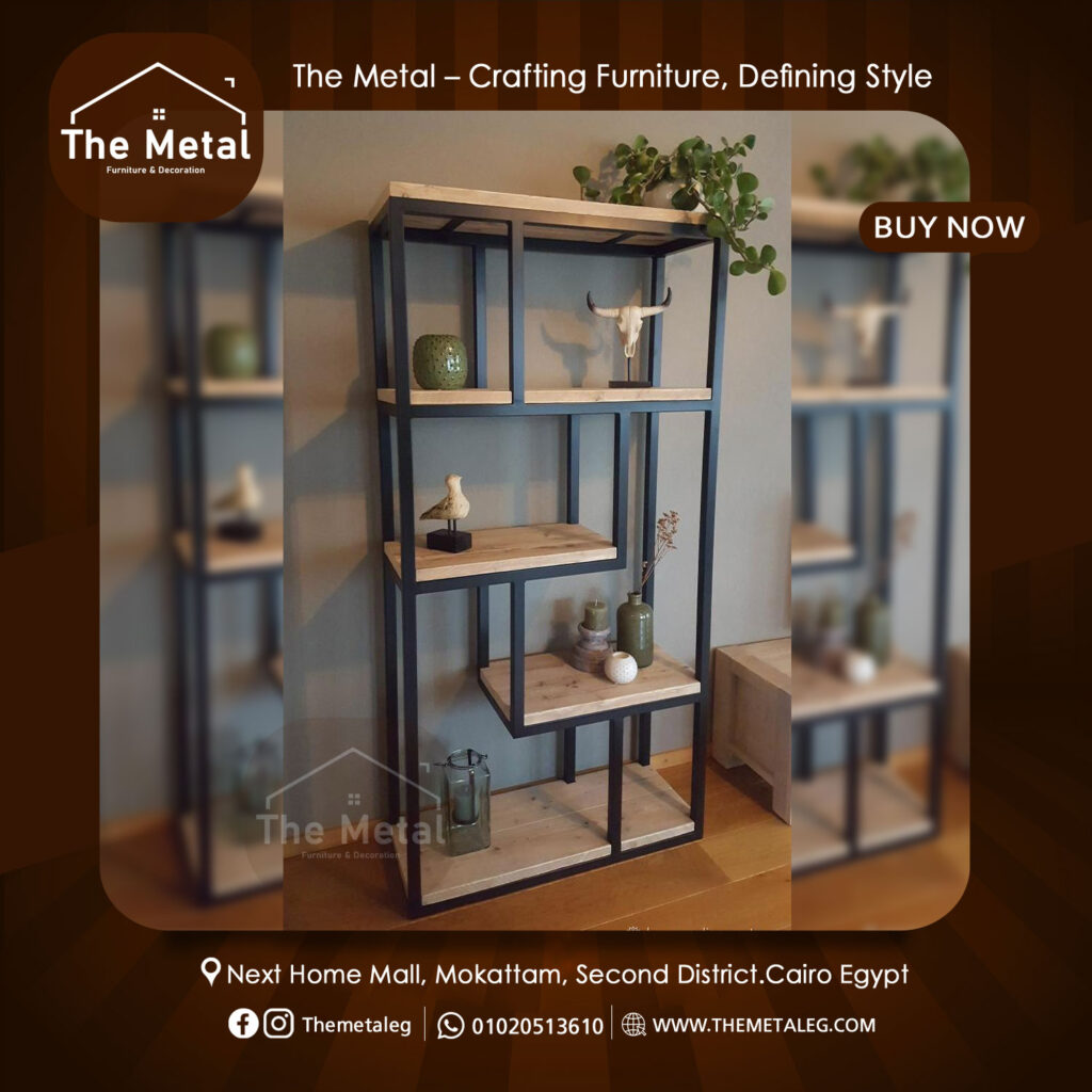 Luna Compact Bookshelf – Smart Space-Saving Wood & Metal Design