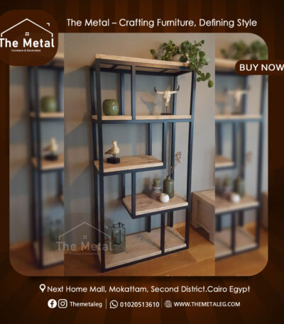 Luna Compact Bookshelf – Smart Space-Saving Wood & Metal Design