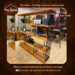 Izar Bookshelf – Elegant Natural Wood & Metal Binary Star Design