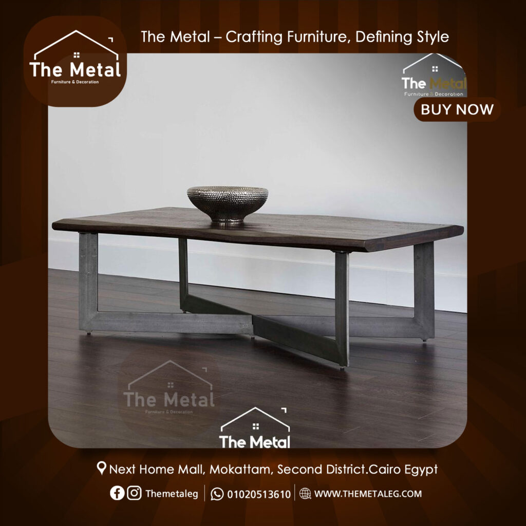 Modern Geometric Center Table – Wood & Metal Fusion