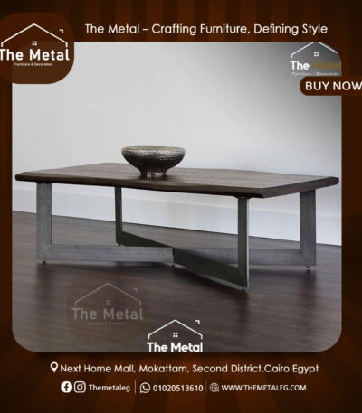 Modern Geometric Center Table – Wood & Metal Fusion