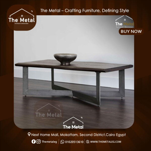 Modern Geometric Center Table – Wood & Metal Fusion