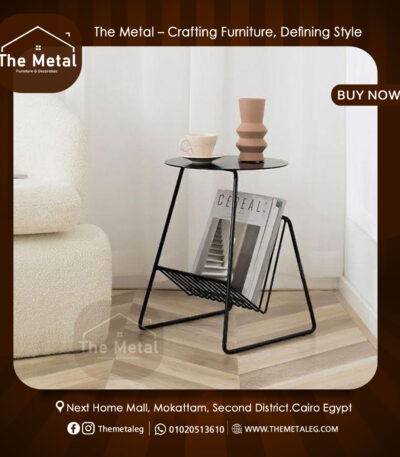 Modern Side Table – Metal Frame with Glass or Wood Top by The Metal