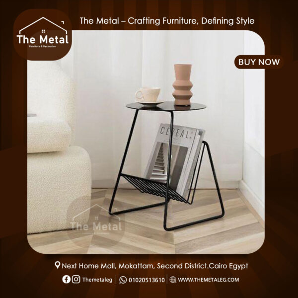 Modern Side Table – Metal Frame with Glass or Wood Top by The Metal