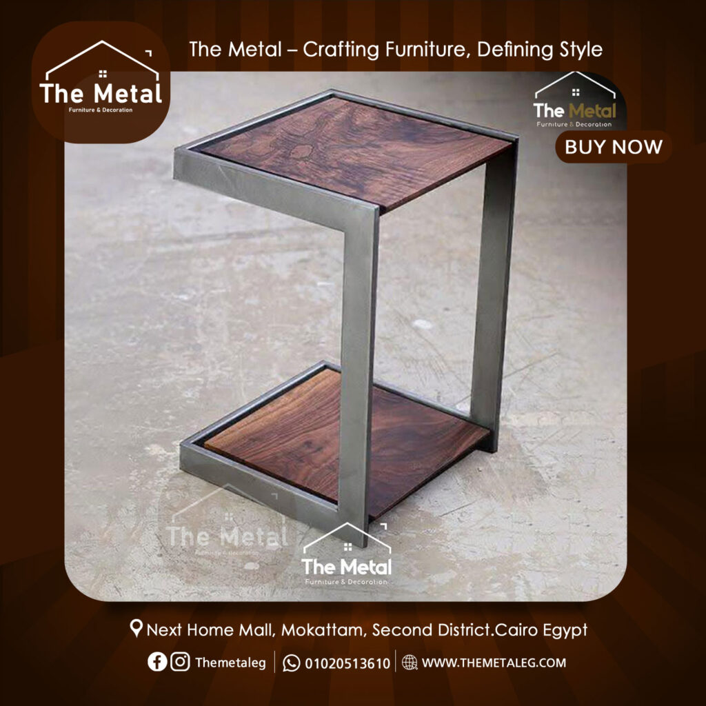 Modern Compact Side Table – Metal Frame with Glass or Wood Top by The Metal