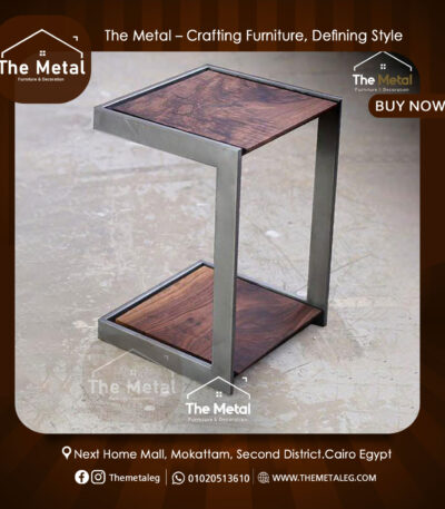 Modern Compact Side Table – Metal Frame with Glass or Wood Top by The Metal