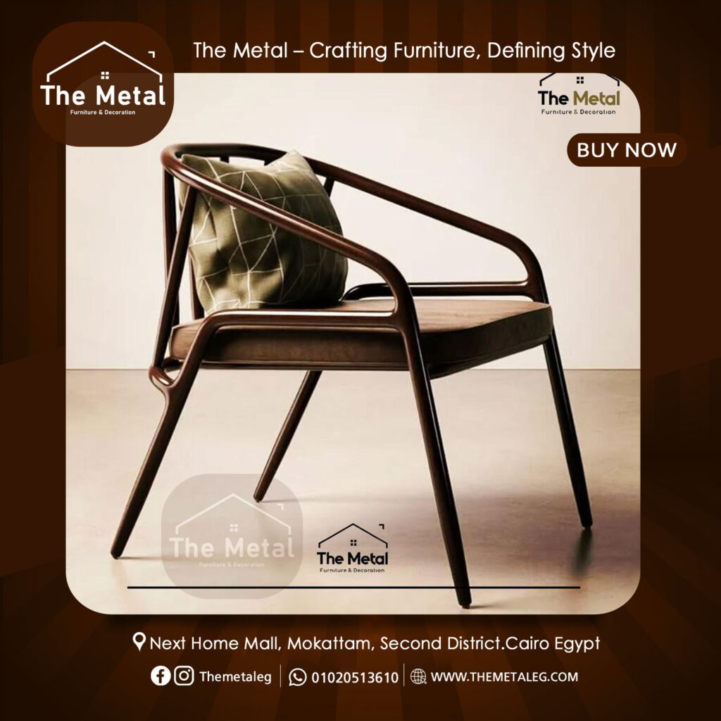 Geometric Metal Chair – Modern Geo Design with Comfortable Upholstery