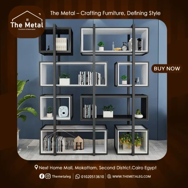 Juliet Bookshelf – Modern Wood & Metal Design