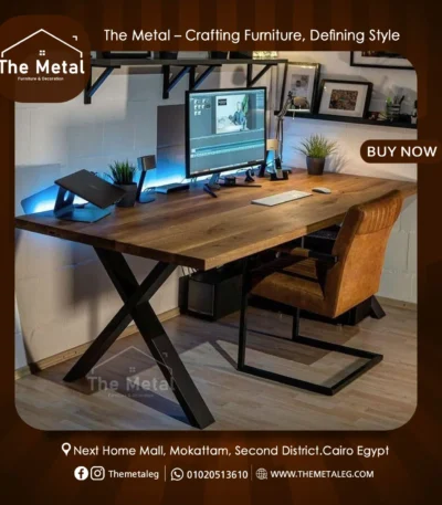 Wood & Metal Home Office – Industrial Computer Desk