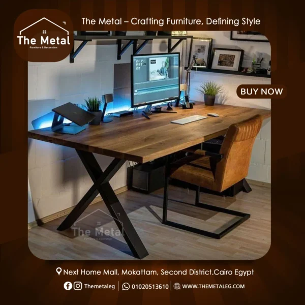 Wood & Metal Home Office – Industrial Computer Desk