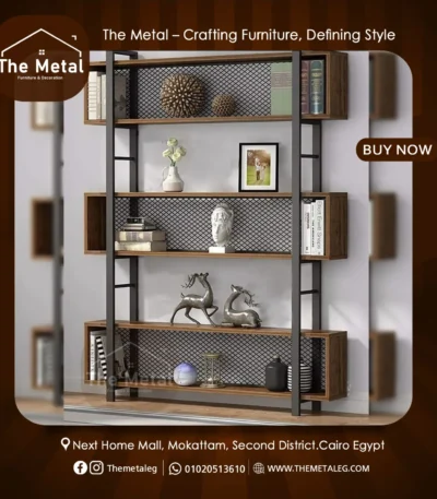 Nova – Modern Wood & Metal Bookshelf