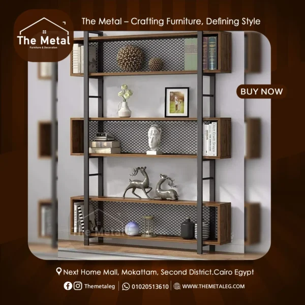 Nova – Modern Wood & Metal Bookshelf