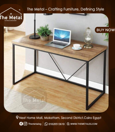 Home Office Desk – Rustic Wood & Metal