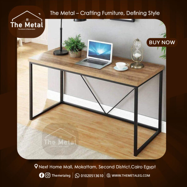Home Office Desk – Rustic Wood & Metal
