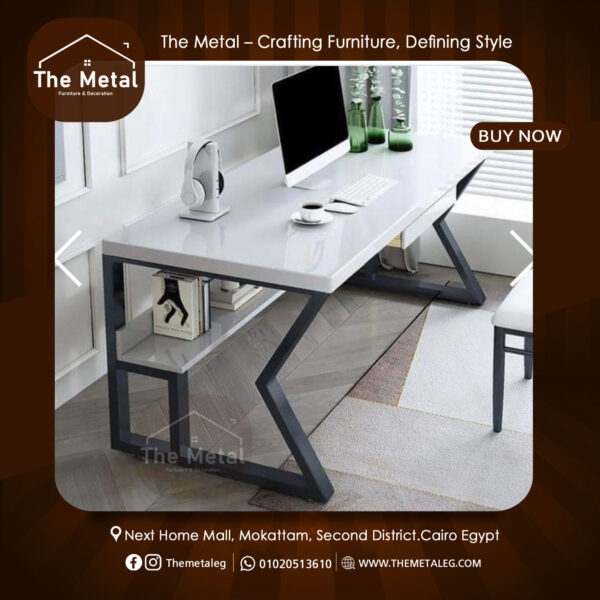 Wood & Metal Computer Desk – Industrial Rustic Writing Table