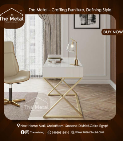 Home Office Desk with Drawers – Industrial Wood & Metal Computer Table