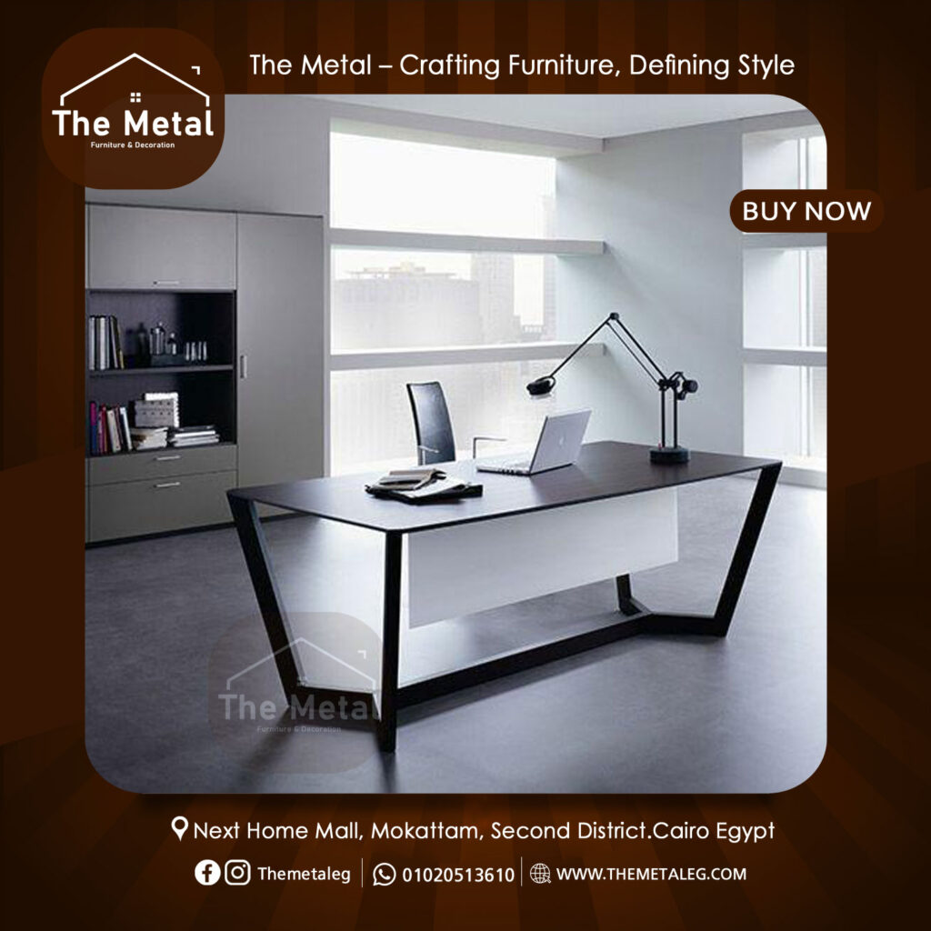 Wood & Metal Computer Desk – Industrial Rustic Writing Table