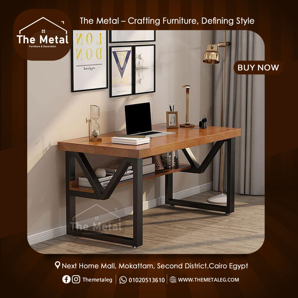 Wood & Metal Computer Desk – Industrial Rustic Home Office Desk