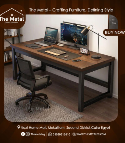 Wood & Metal Computer Desk – Industrial Rustic Home Office Desk