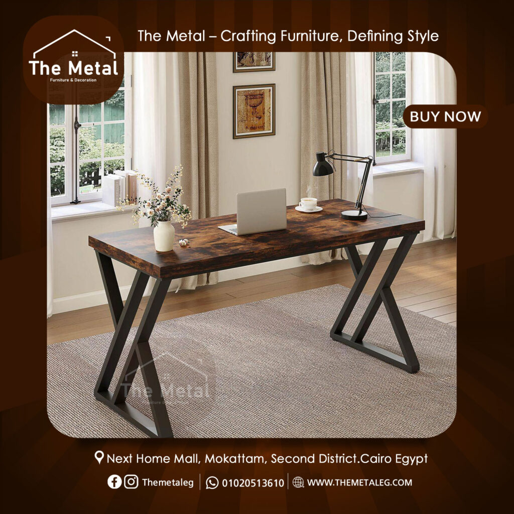 Wood & Metal Computer Desk – Industrial Rustic Office Desk