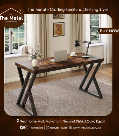 Wood & Metal Computer Desk – Industrial Rustic Office Desk