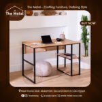 Wood and Metal Home Computer Desk – Industrial Rectangular Desk with Shelves