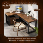 L-Shape Office Desk – Wooden & Metal Corner Desk