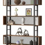 "Nova" Bookshelf – Wood & Metal مكتبة نوفا مودرن – خشب ومعدن