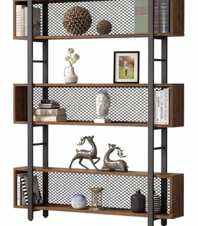 "Nova" Bookshelf – Wood & Metal مكتبة نوفا مودرن – خشب ومعدن