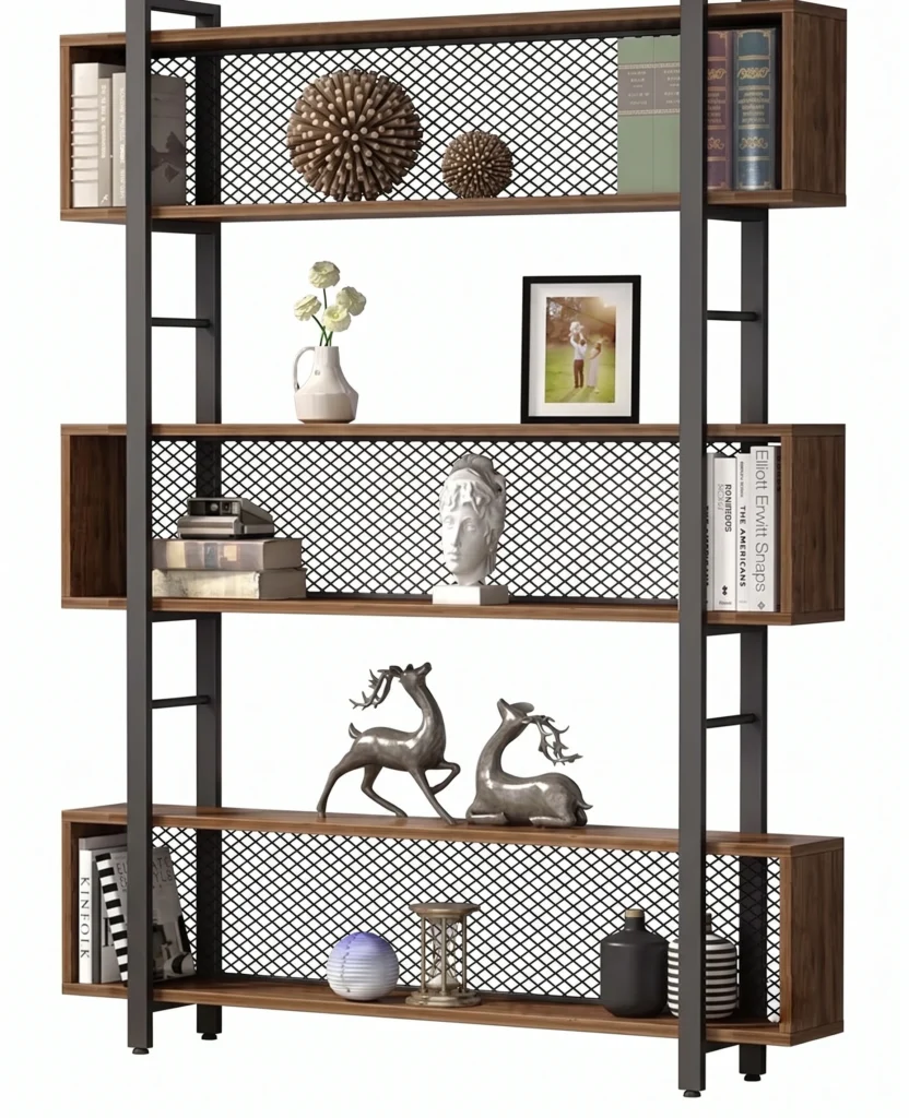 "Nova" Bookshelf – Wood & Metal مكتبة نوفا مودرن – خشب ومعدن