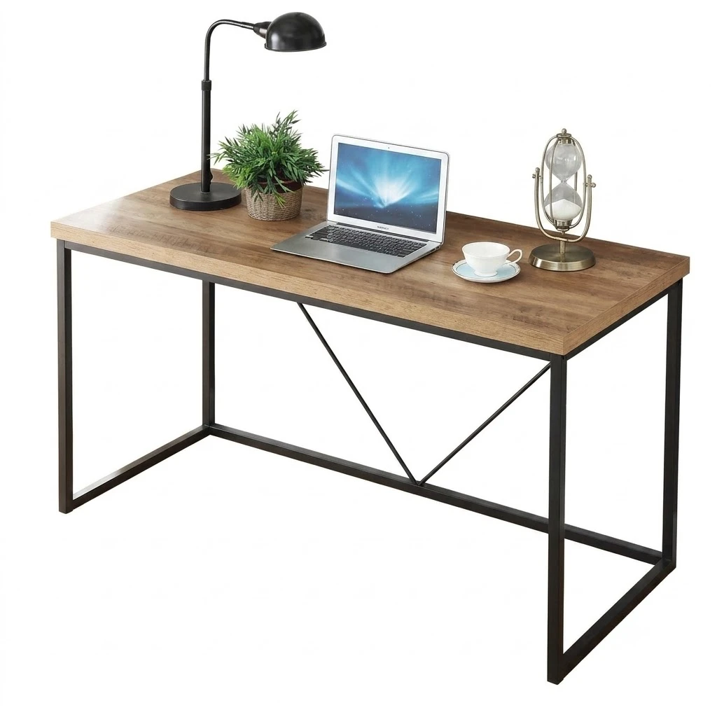 "Home Office" Desk مكتب كمبيوتر منزلي – خشب ومعدن