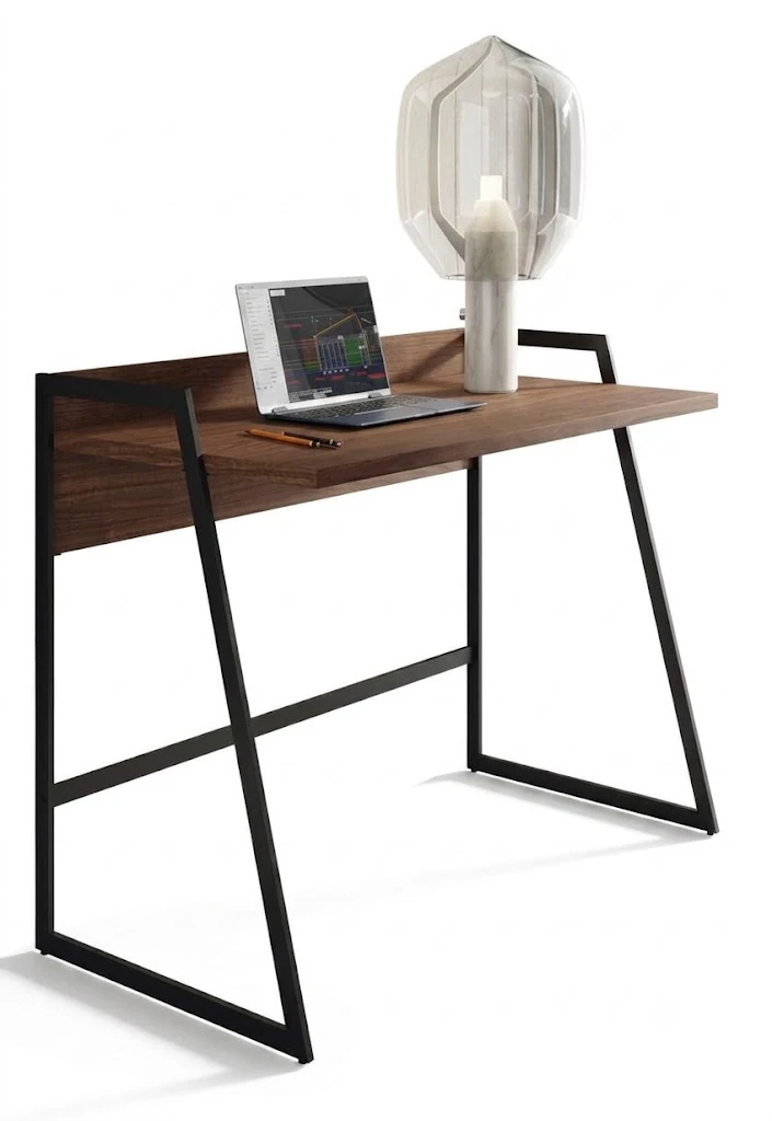 "Industrial Rustic" Writing Table مكتب كمبيوتر ودراسة – خشب ومعدن