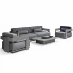"Perfect Balance Outdoor Set" طقم جلسة خارجية مودرن – ألومنيوم وقماش ووتربروف