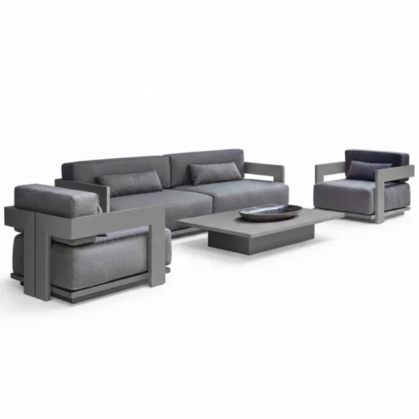 "Perfect Balance Outdoor Set" طقم جلسة خارجية مودرن – ألومنيوم وقماش ووتربروف