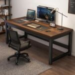 "Industrial Rustic" Desk مكتب كمبيوتر كلاسيك – خشب ومعدن