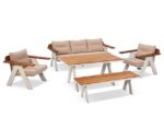 Havana Outdoor Set – Pine Wood & Electrostatic – طقم أثاث خارجي فاخر (كنبة وكراسي وترابيزة وبيتش)