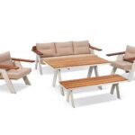 Havana Outdoor Set – Pine Wood & Electrostatic – طقم أثاث خارجي فاخر (كنبة وكراسي وترابيزة وبيتش)