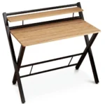 Wood & Metal Home Office Desk with Shelf – مكتب منزلي خشب ومعدن مع رف