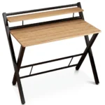 Wood & Metal Home Office Desk with Shelf – مكتب منزلي خشب ومعدن مع رف