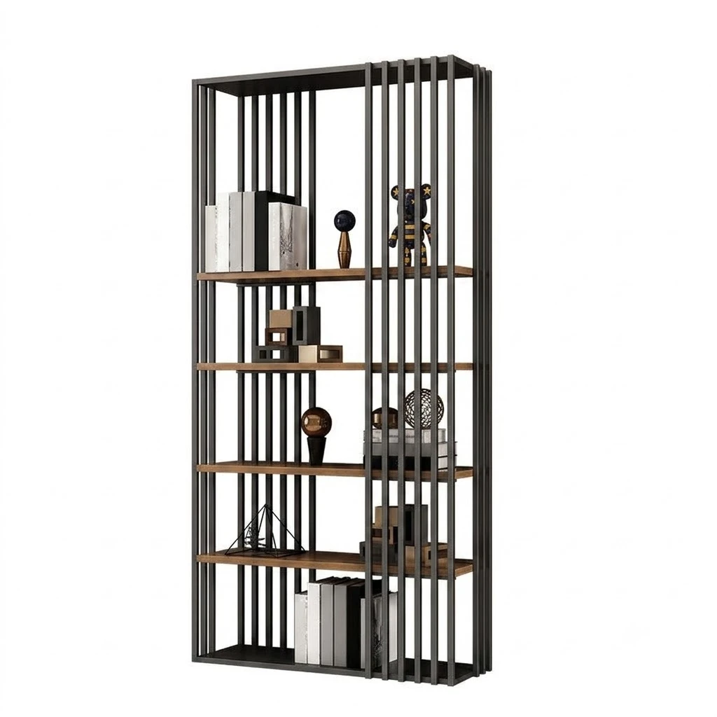 "Tier" Bookshelf – Wood & Metal Design مكتبة تير مودرن بتصميم خشبي ومعدني