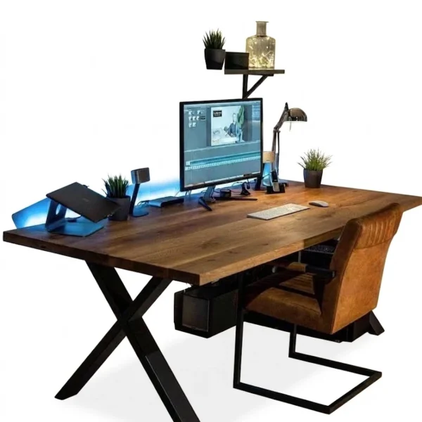 "Industrial" Computer Desk مكتب كمبيوتر صنعتي – خشب ومعدن