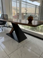 ترابيزة سفرة ومكتب تيك طبيعي مودرن - Xylon Live Edge Solid Wood Table